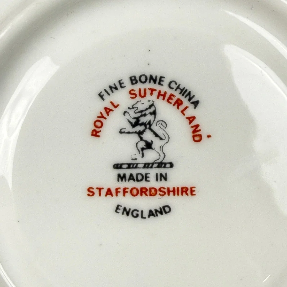 Royal Sutherland Staffordshire England Teacup Saucer Roses Set Vintage
